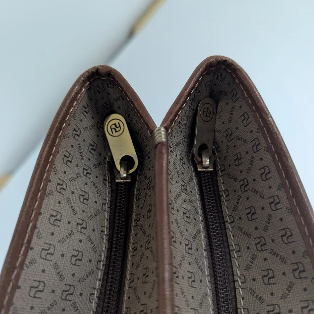 yoland monogram coated canvas leather tote bag‎  Brown Tan Designer Weekender